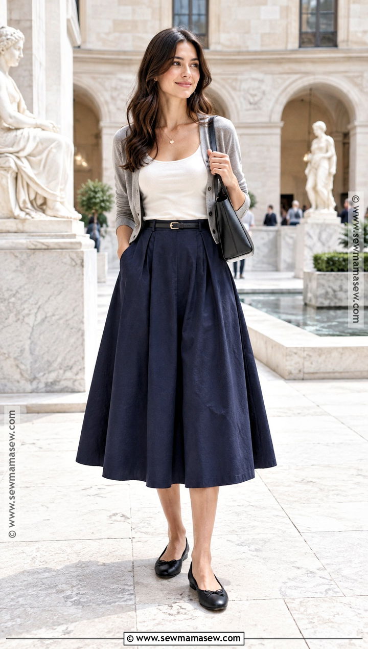 Fall Transition Outfit With A Poplin Skirt And Cardigan - 30 fall transition outfits