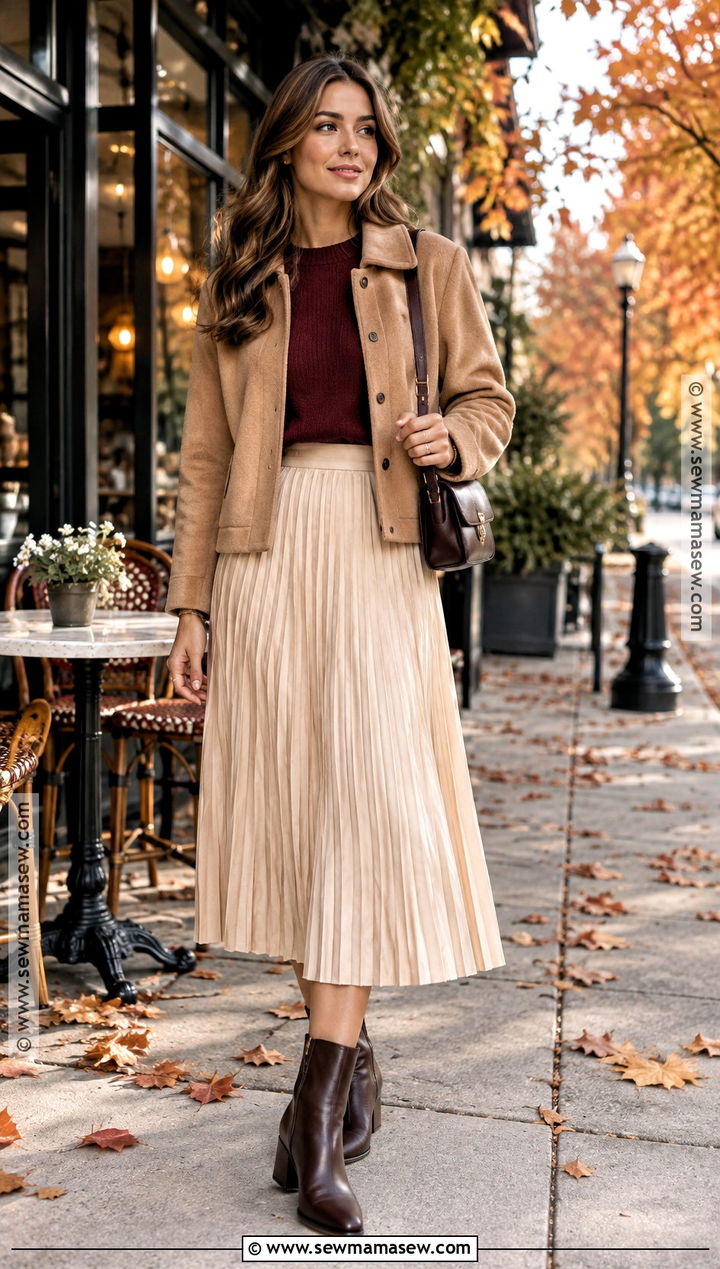 Fall Travel Outfit With Sweater And Midi Skirt - 20 fall travel wardrobe ideas