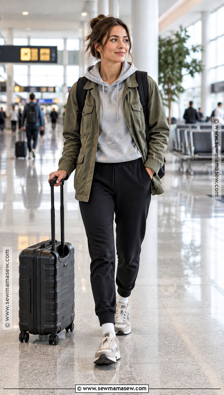 Fall Travel Outfit With Utility Jacket And Joggers - 20 Fall Trip Outfits