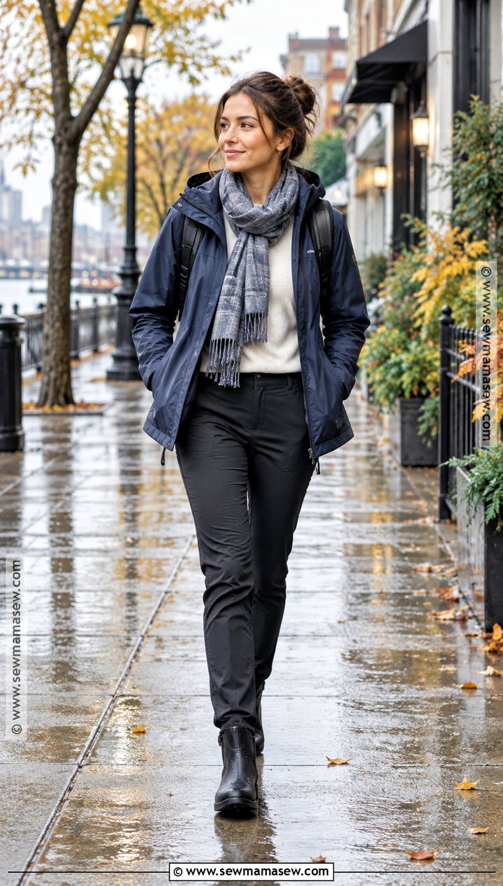 Fall Travel Rain Jacket Outfit - 20 travel capsule wardrobe fall ideas