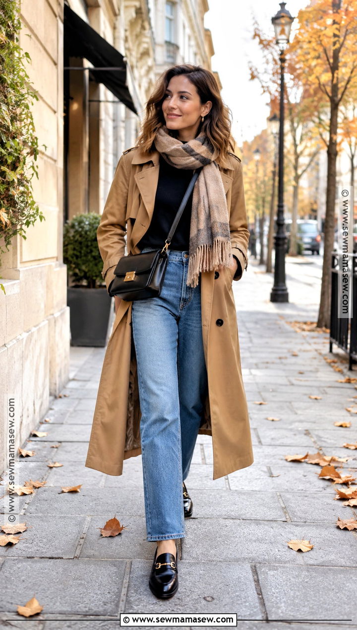 Fall Travel Trench Coat Outfit - 20 travel capsule wardrobe fall ideas