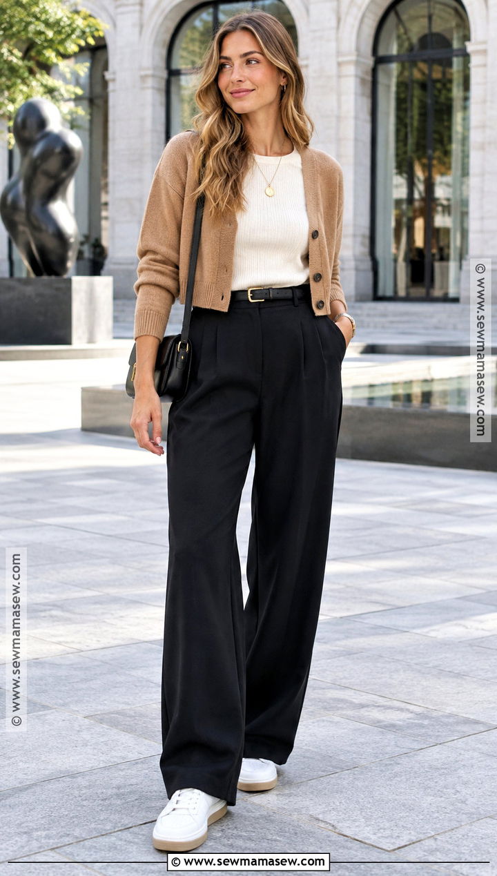 Fall Travel Wide Leg Pants Outfit - 20 travel capsule wardrobe fall ideas