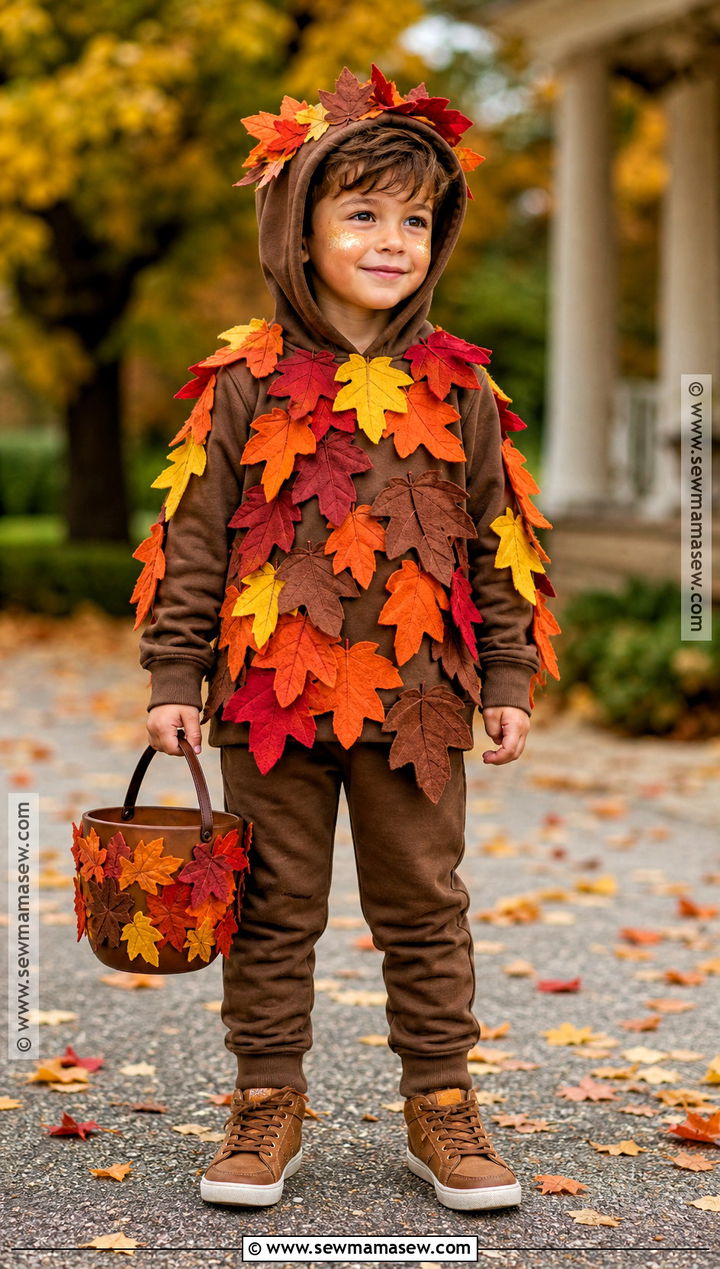 Fall Tree Costume With Colorful Leaves - 30 tree costume ideas for kids