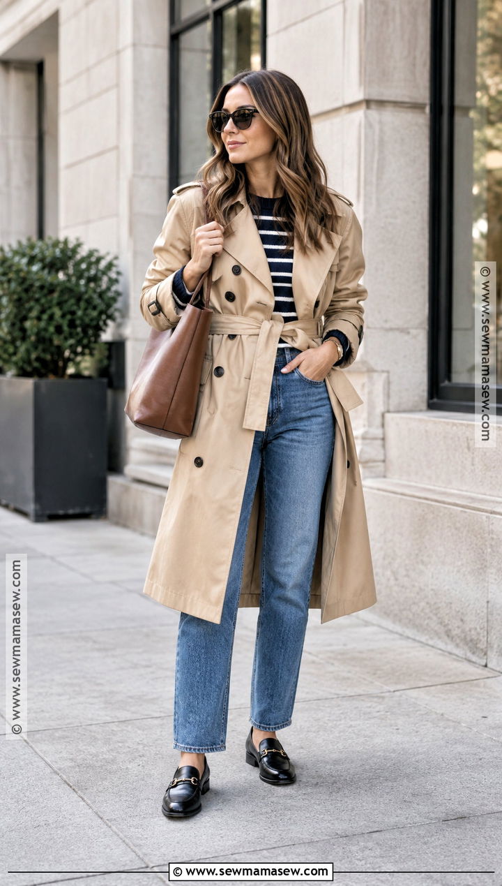 Fall Trench Coat And Straight Leg Jeans Outfit - 20 fits for fall