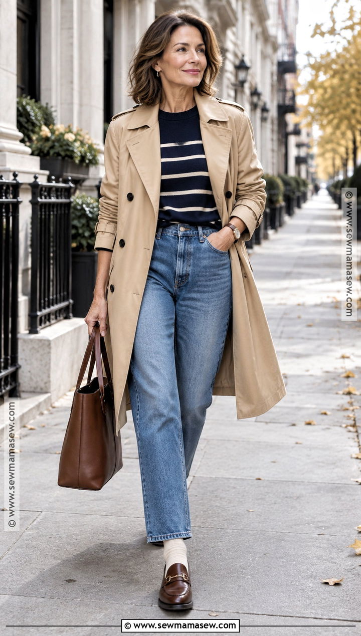 Fall Trench Coat And Straight Leg Jeans Outfit - 15 Fall Outfit Inspired Ideas 2026