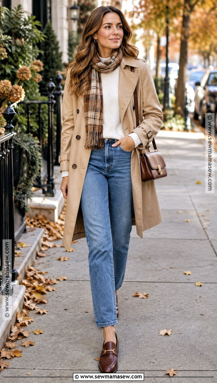Fall Trench Coat Outfit With Jeans - 20 Fall Wear Ideas for Women