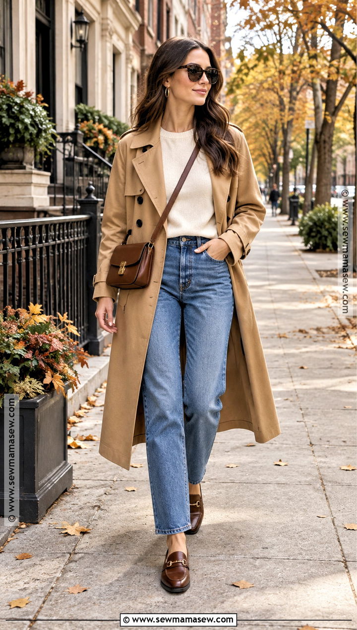 Fall Trench Coat Outfit With Jeans - 15 Capsule Fall Outfits