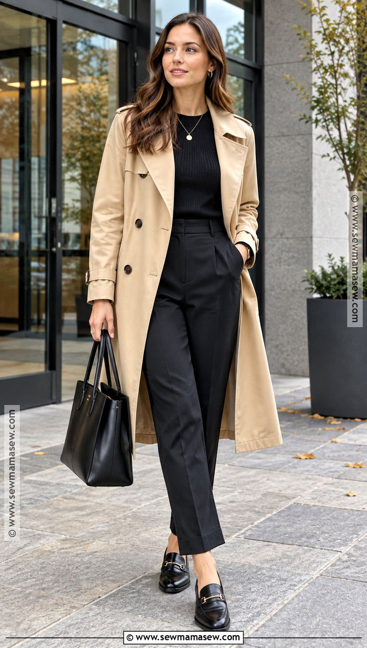 Fall Trench Coat and Black Pants Outfit - 20 Outfit For Fall Ideas for Women