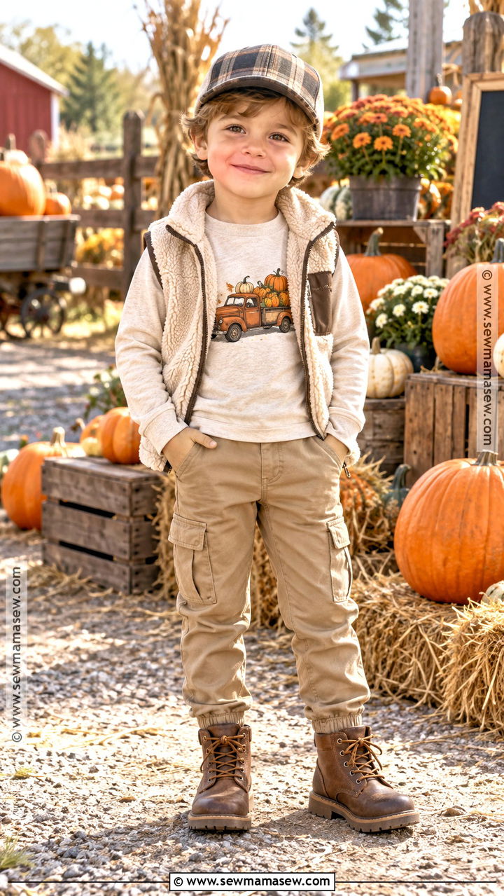 Fall Truck Thanksgiving Shirt With Cargo Joggers - 20 kids thanksgiving shirts