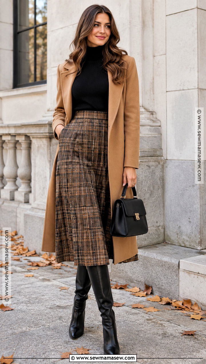Fall Turtleneck And Plaid Skirt Outfit - 25 fall ootd ideas