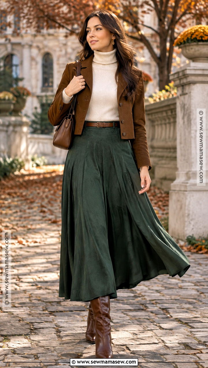 Fall Turtleneck With Maxi Skirt And Tall Boots - 20 Style Inspiration Fall Ideas