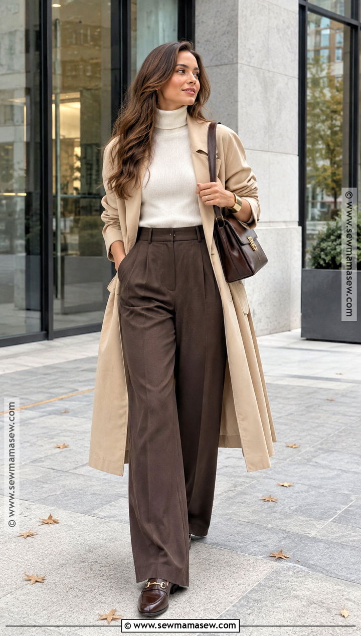 Fall Turtleneck With Wide Leg Trousers Outfit - 20 day to night outfit fall ideas