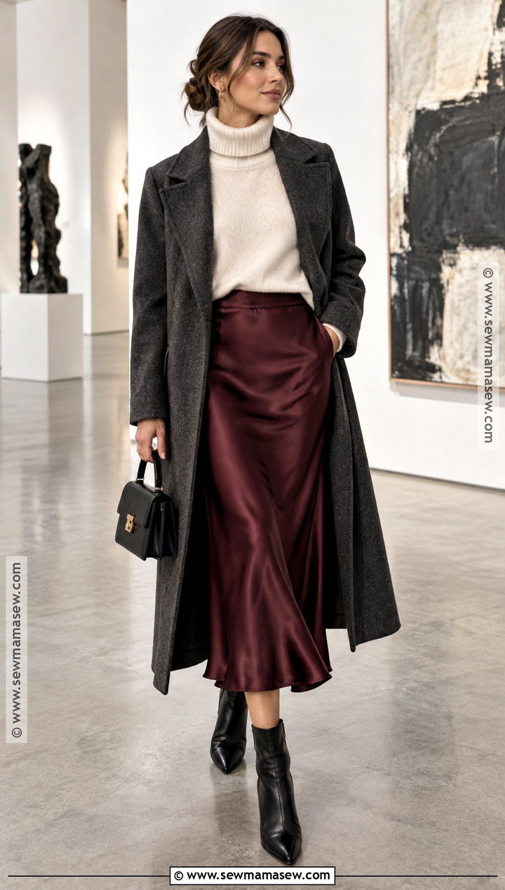 Fall Turtleneck and Satin Slip Skirt Outfit - 15 2026 fall lookbook ideas