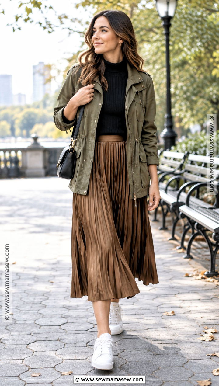 Fall Utility Anorak With A Pleated Skirt - 25 womens fall fashion ideas