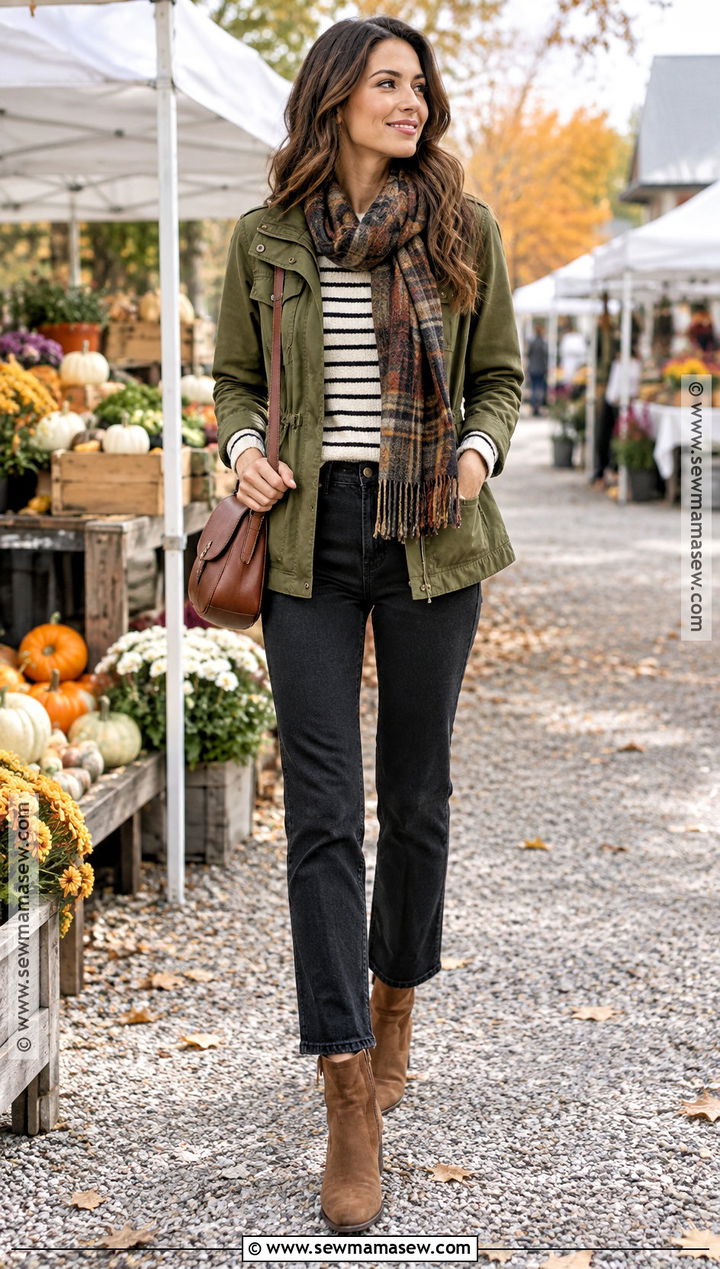 Fall Utility Jacket And Black Jeans Outfit - 15 Chic Fall Fashion Inspiration Ideas