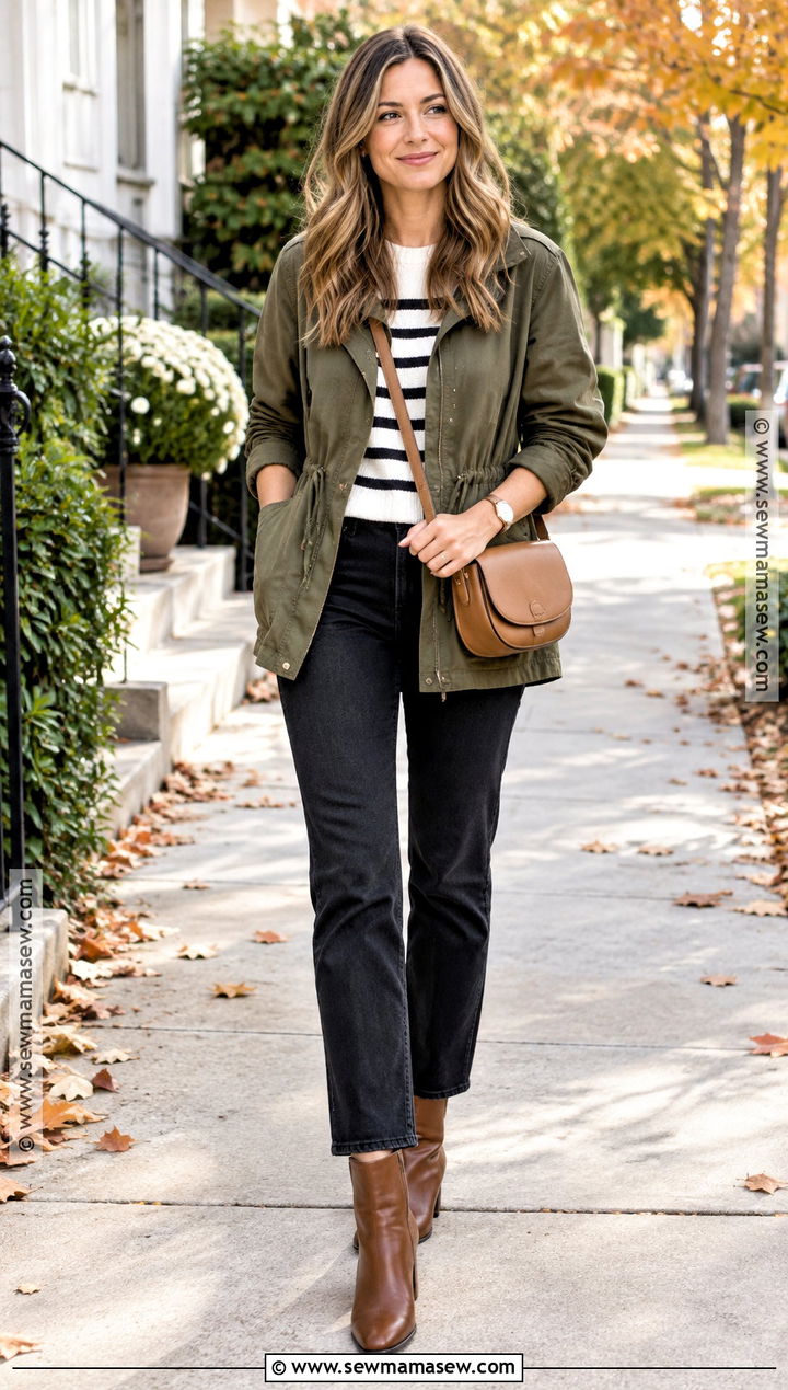 Fall Utility Jacket Outfit With Black Jeans - 25 winter fall outfits