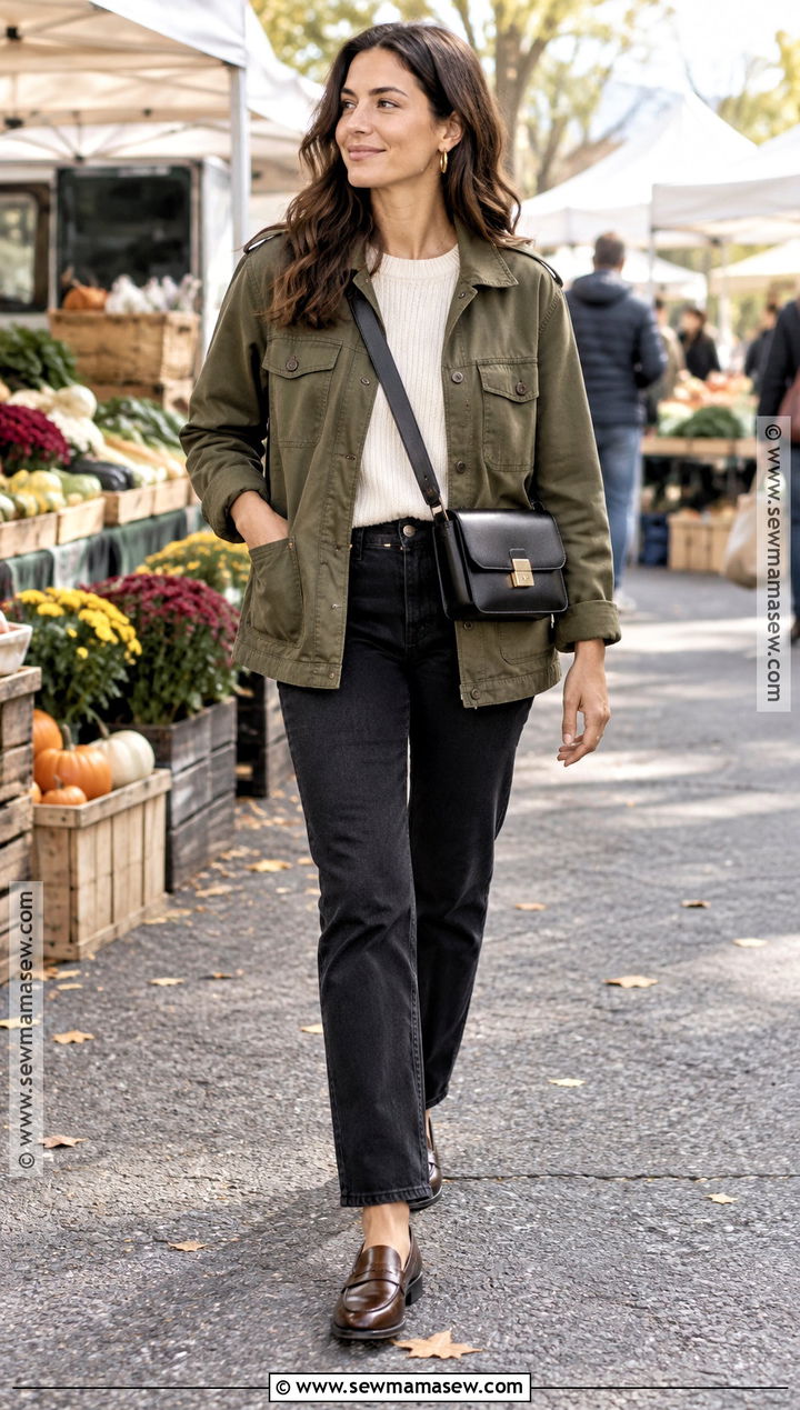 Fall Utility Jacket Outfit With Black Jeans - 15 casual chic style fall ideas
