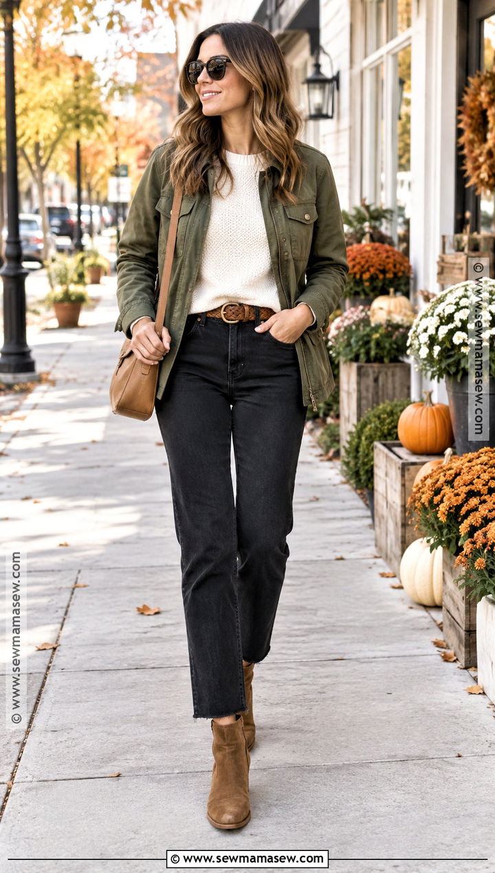 Fall Utility Jacket and Black Jeans Outfit - 30 fall fits