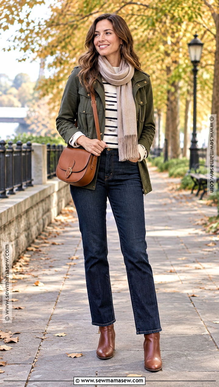 Fall Utility Jacket and Dark Jeans Outfit - 15 Fall 2026 Capsule Wardrobe Ideas