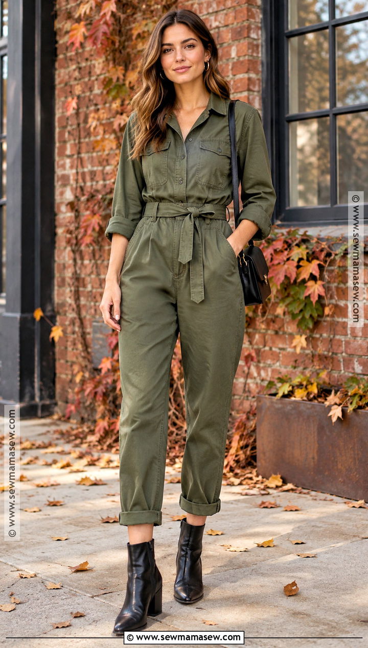 Fall Utility Jumpsuit And Ankle Boots Outfit - 20 fall pics outfits