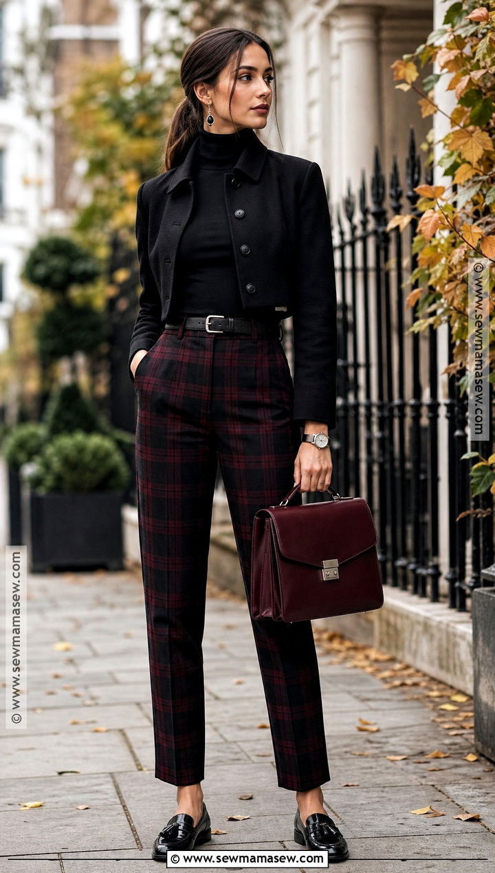 Fall Vampire Outfit With Plaid Trousers - 50 vampire outfit ideas