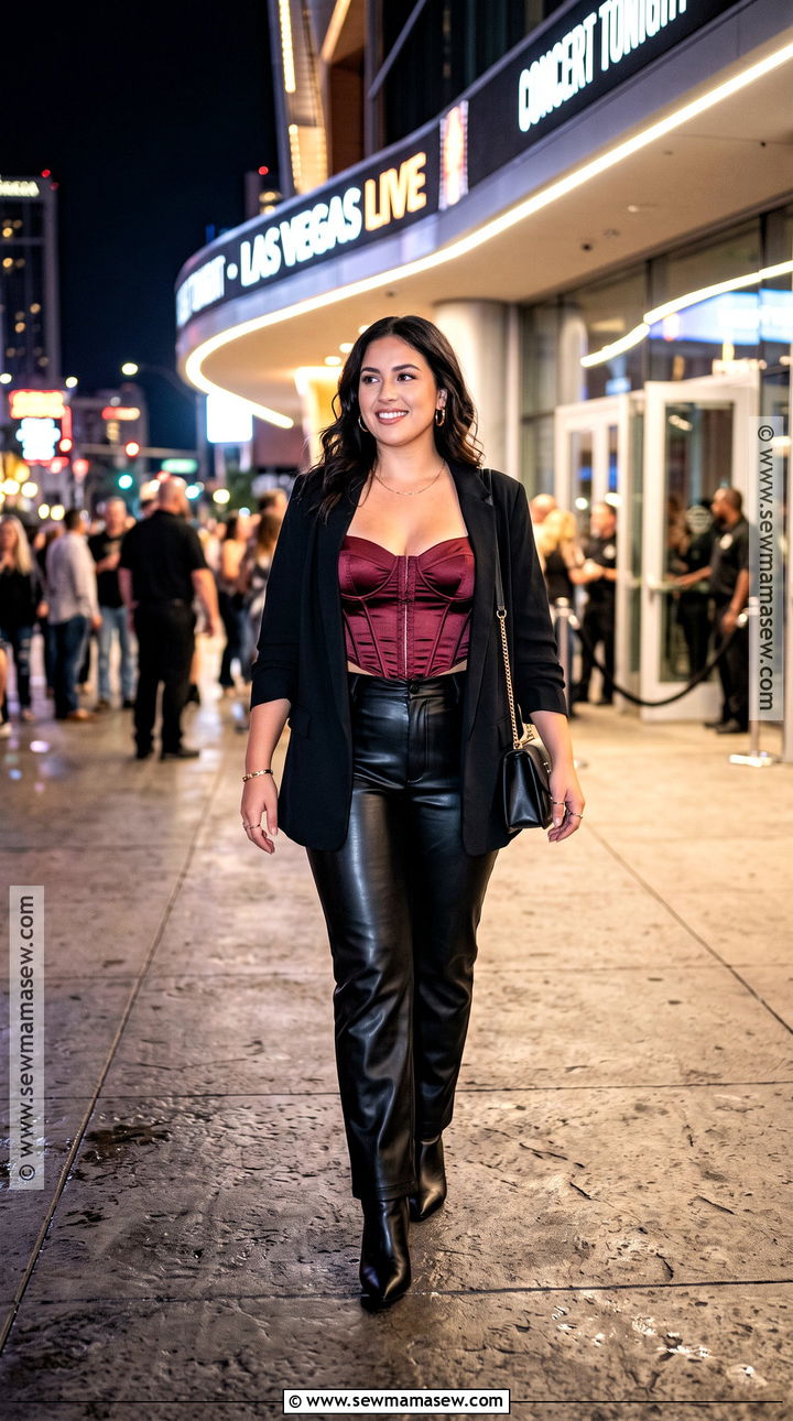 Fall Vegas Corset Top With Leather Pants - 20 fall vegas outfit ideas
