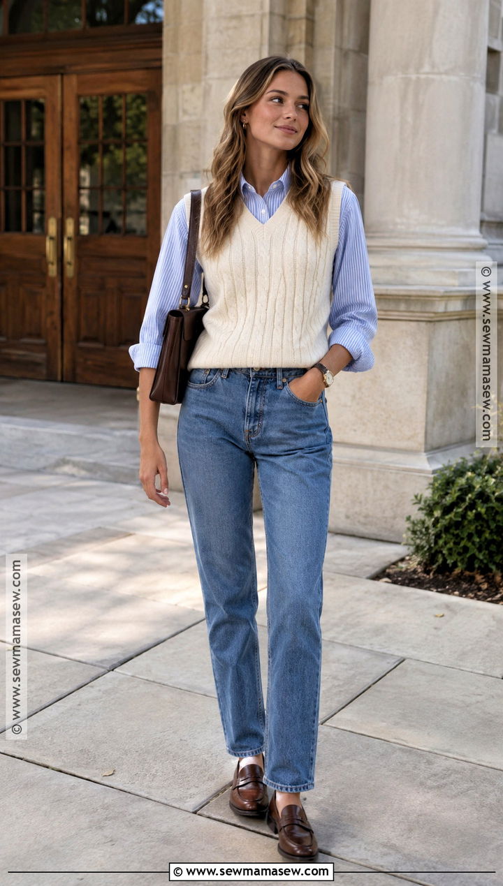Fall Vest And Button Down Shirt Outfit - 25 fall ootd ideas