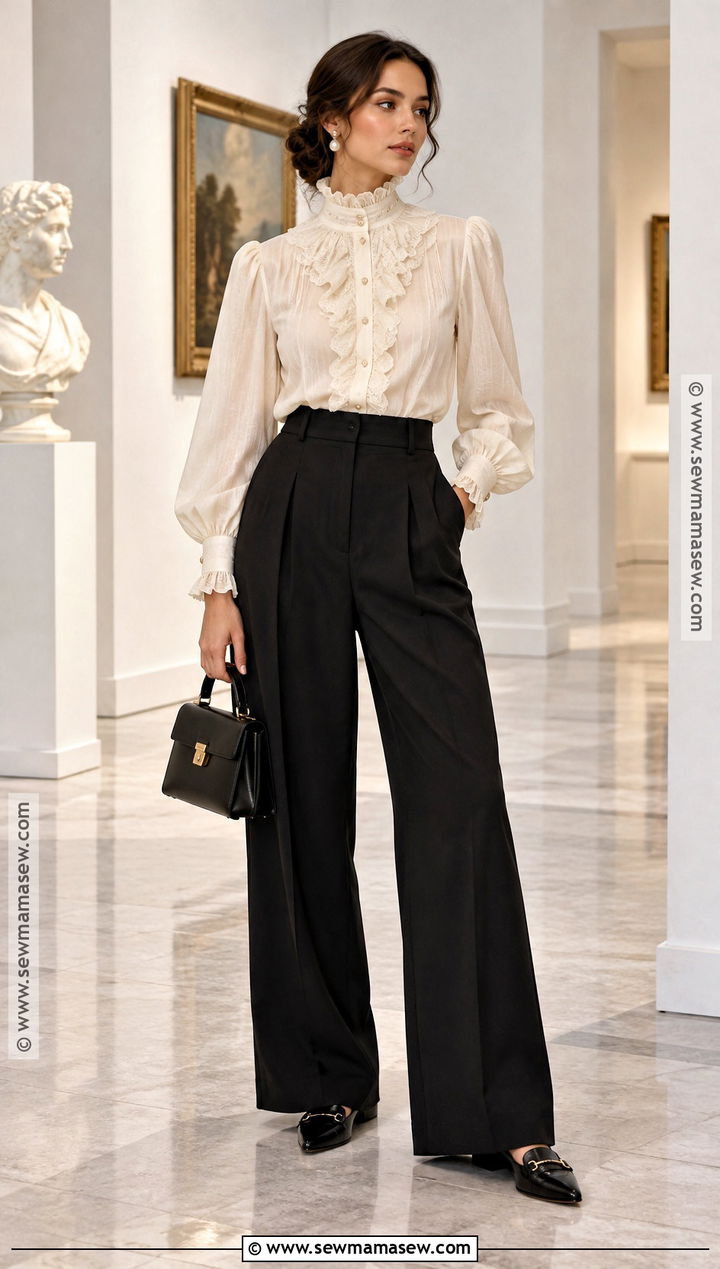 Fall Victorian Blouse And Trousers Outfit - 30 Fall Fashion 2026 Ideas for Women