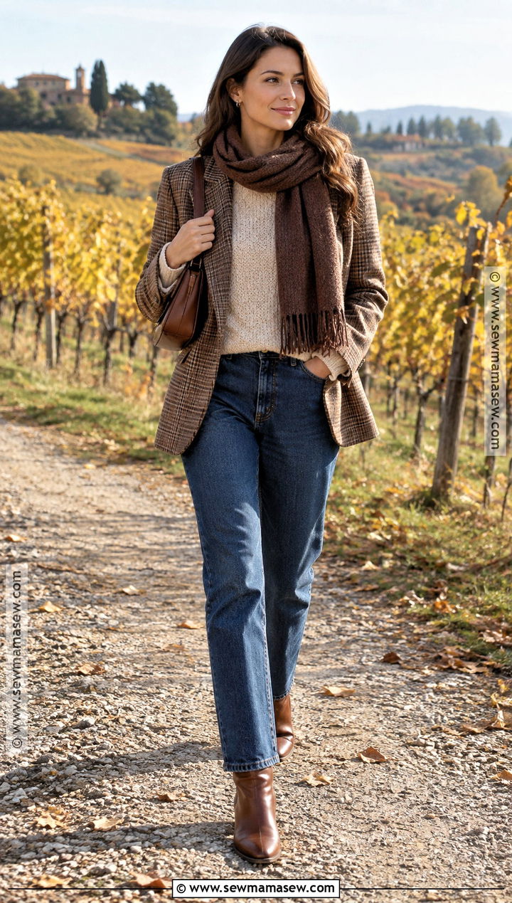 Fall Vineyard Sweater And Jeans Outfit - 15 Vinyard Wine Tasting Outfit Fall Ideas