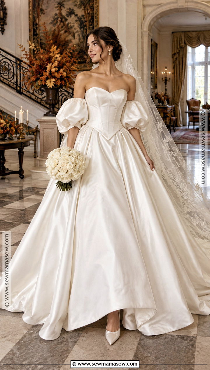 Fall Wedding Dress With Detachable Puff Sleeves - 20 Fall Wedding Dress Sleeves Ideas