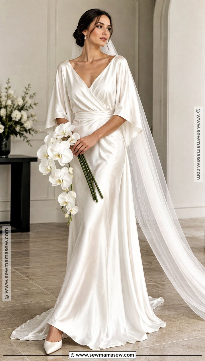 Fall Wedding Dress With Draped Dolman Sleeves - 20 Fall Wedding Dress Sleeves Ideas