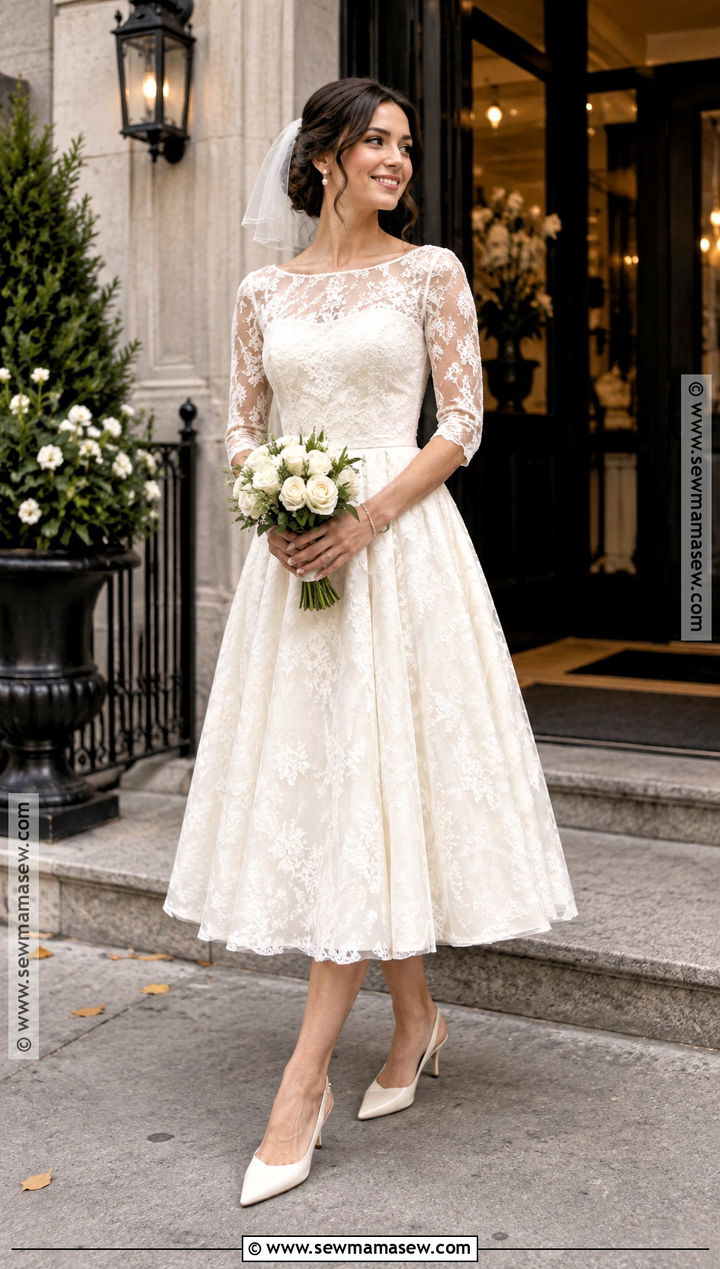 Fall Wedding Dress With Three Quarter Lace Sleeves - 20 Fall Wedding Dress Sleeves Ideas