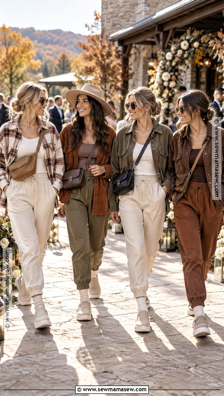 Fall Wedding Getting Ready Shacket And Joggers Outfit - 15 Wedding Getting Ready Outfit Fall Ideas