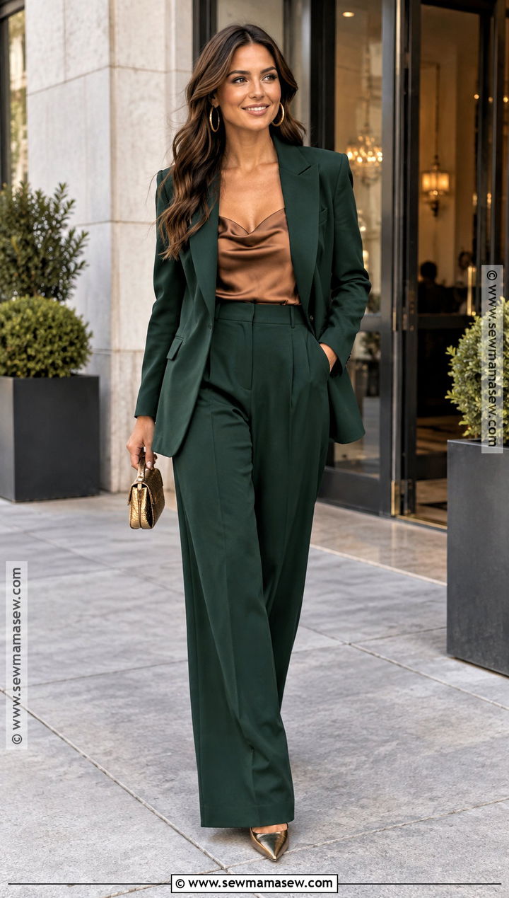 Fall Wedding Guest Forest Green Pantsuit - 20 fall wedding attire guest ideas