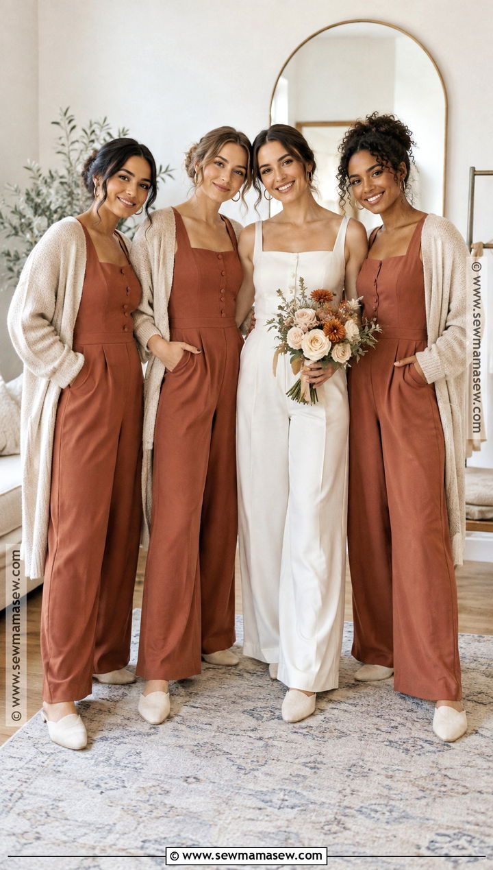 Fall Wedding Terracotta Jumpsuit Outfit - 15 fall getting ready wedding outfit ideas