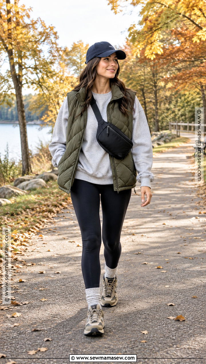 Fall Weekend Outfit With Quilted Vest and Leggings - 15 fall weekend outfits 2026