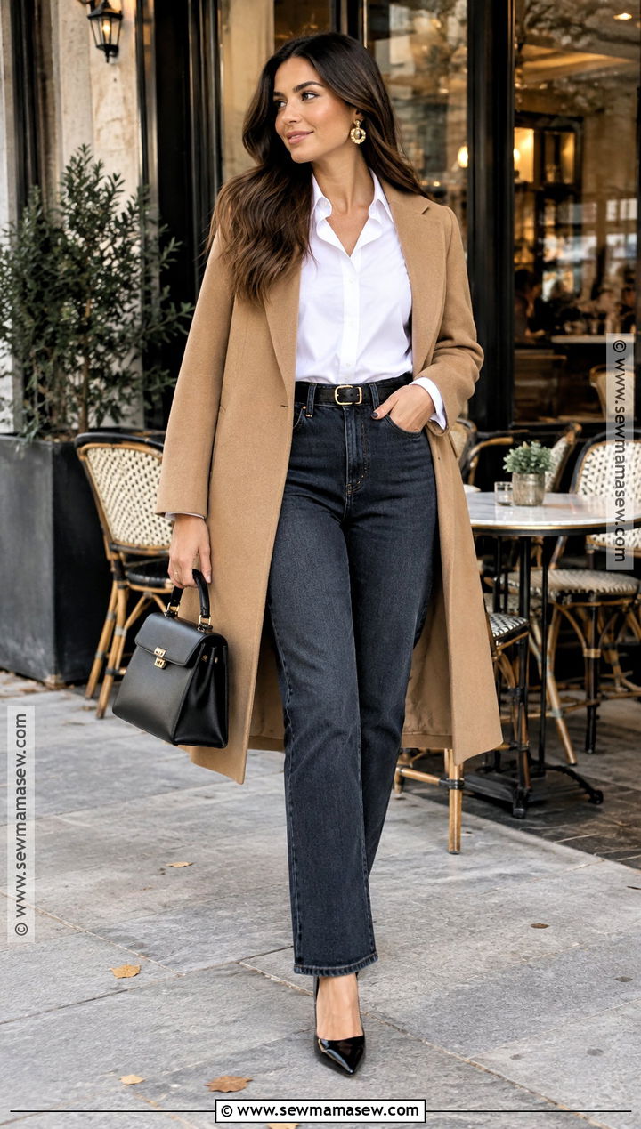 Fall White Shirt And Dark Jeans Outfit - 20 fall outfits for date night