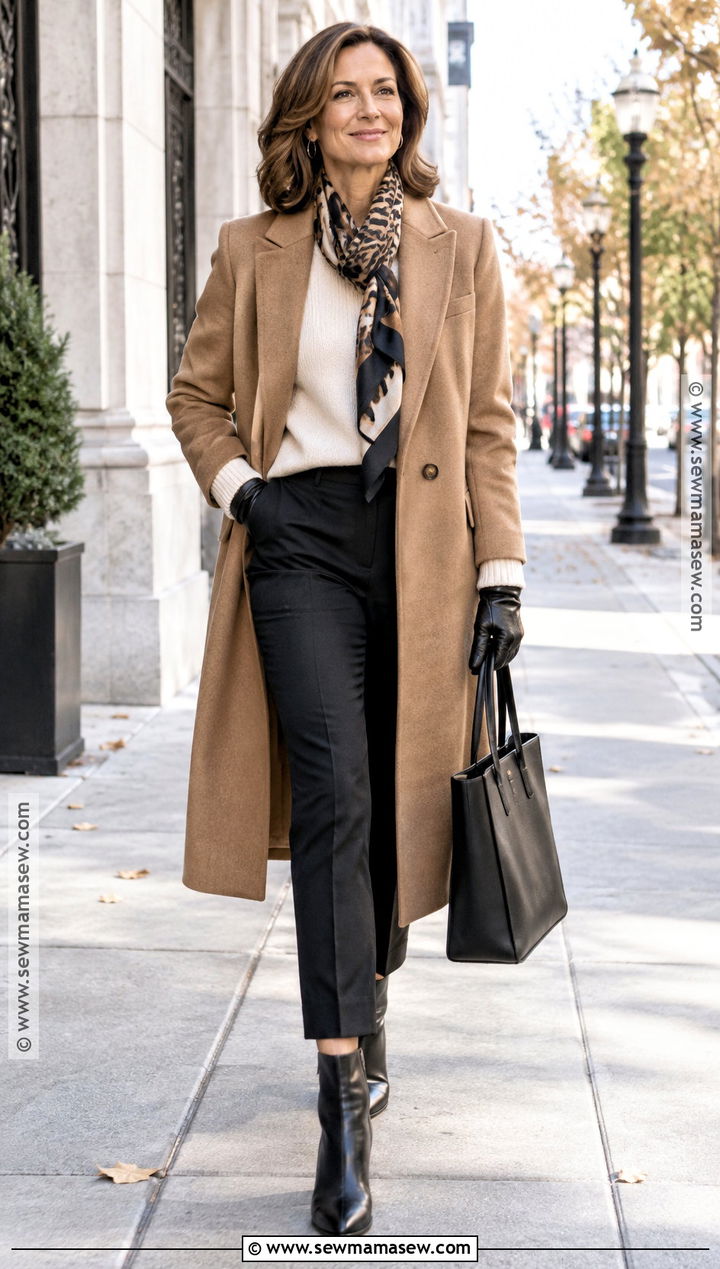 Fall Wool Coat And Cropped Trousers Outfit - 15 Fall Clothing Ideas For Women Over 40