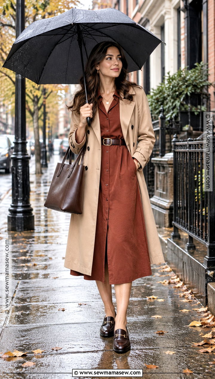 Fall Workwear Shirtdress and Trench Coat - 15 fall workwear ideas 2026