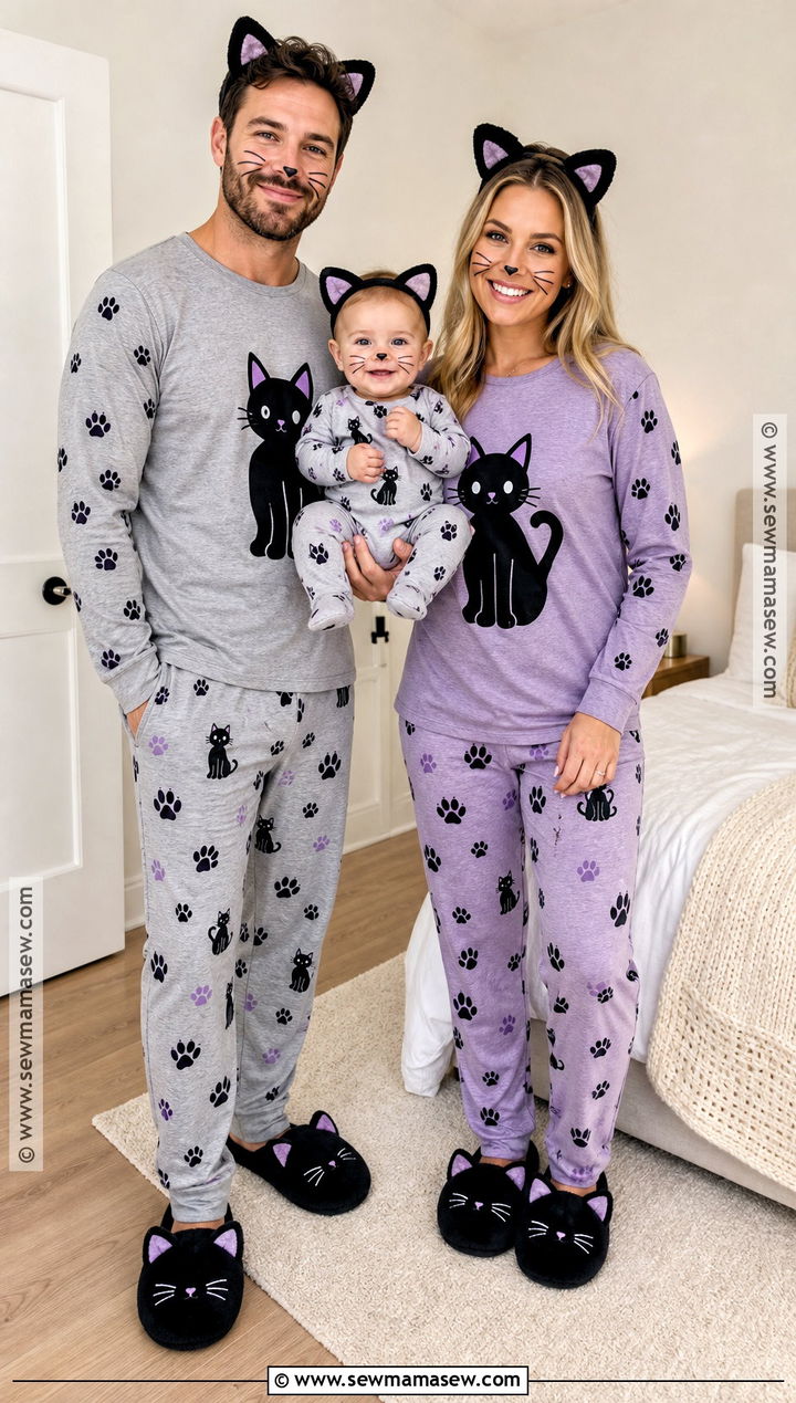 Family Black Cat Halloween PJs - 30 matching halloween pjs ideas