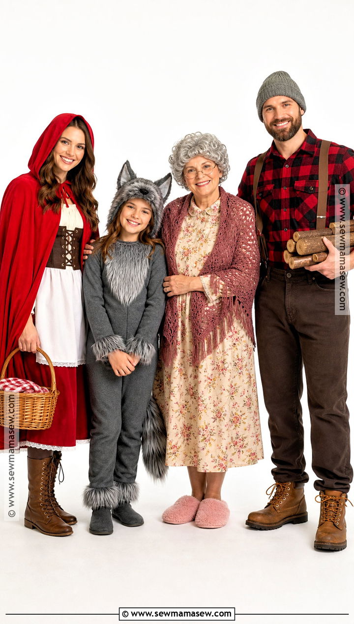 Family Costume With Wolf Little Red And Woodcutter - 30 Wolf And Little Red Riding Hood Costume Ideas