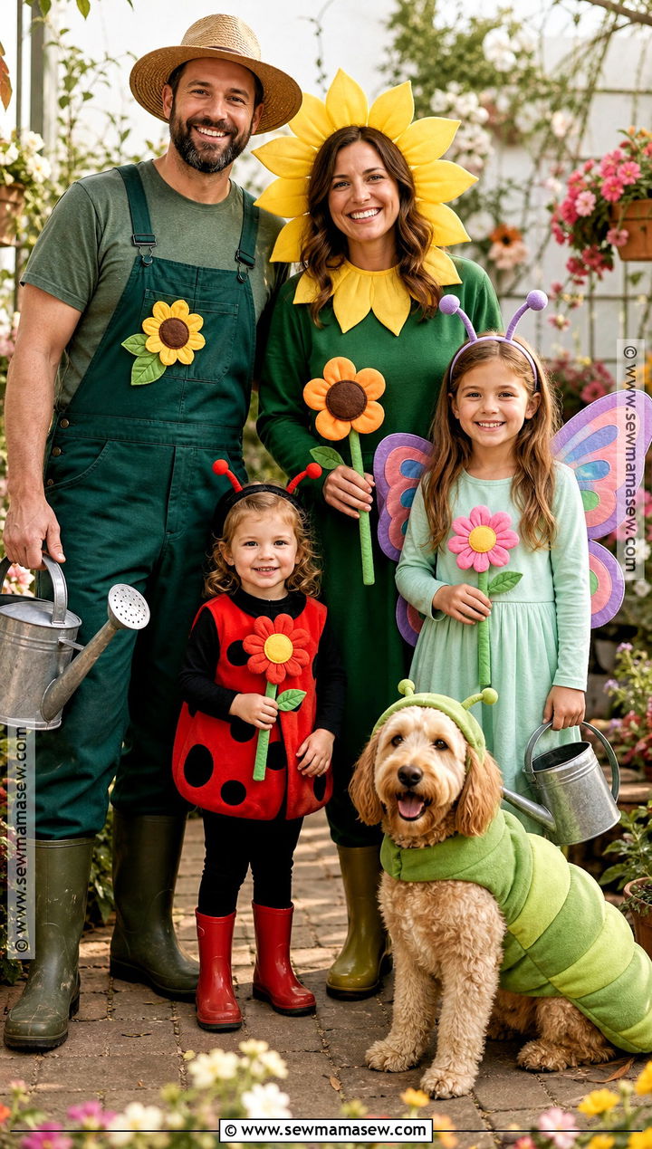 Family Garden Costume With Flowers And Insects - 30 costume for halloween ideas