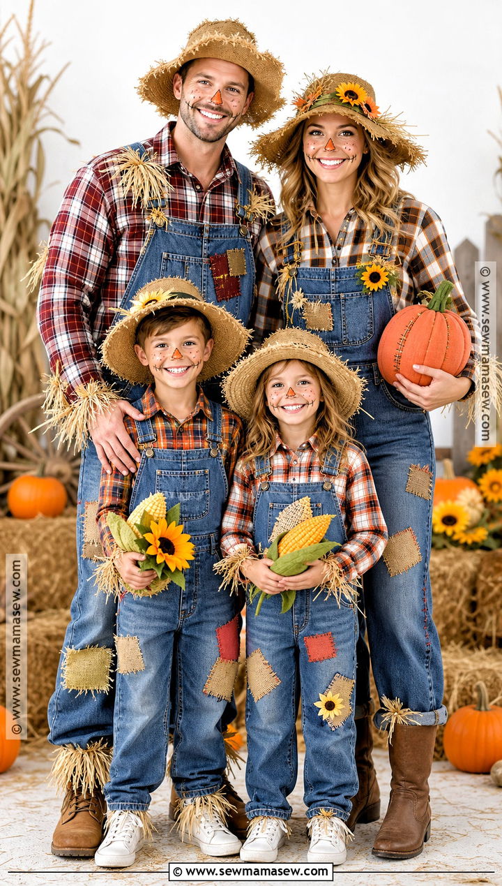 Family Harvest Scarecrow Costume - 35 Scare Crow Halloween Costume Ideas