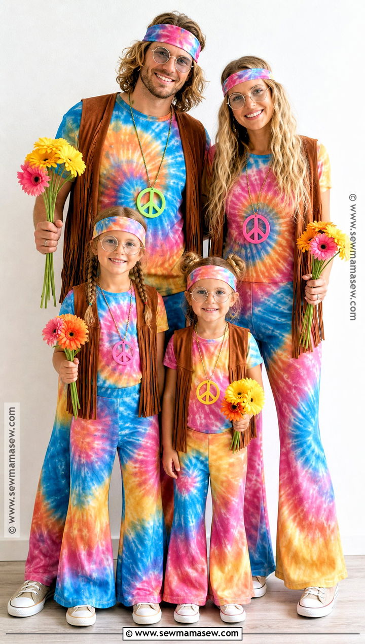 Family Hippie Costume With Tie Dye Outfits - 45 hippie costume ideas