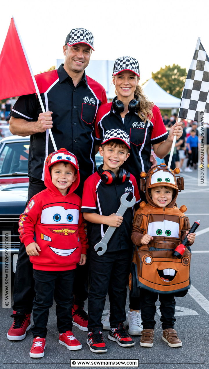 Family Lightning McQueen Mater And Pit Crew Costume - 35 lightning mcqueen and mater costume ideas
