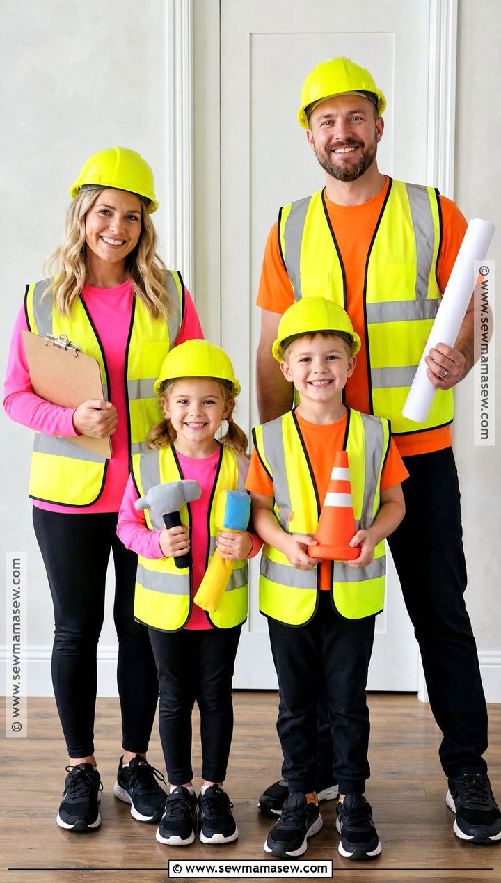 Family Neon Construction Worker Costume - 35 neon construction worker costume ideas
