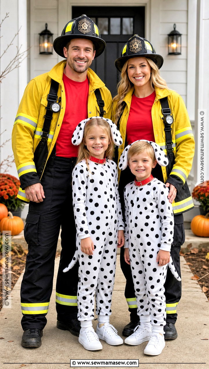 Family Of Four Dalmatian And Firefighter Costume - 35 dalmatian and firefighter costume ideas