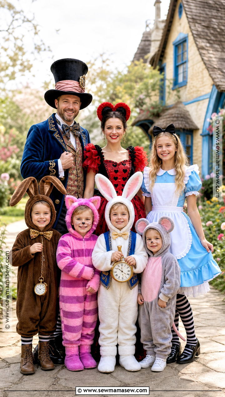 Family Of Seven Wonderland Character Costume - 30 alice in wonderland family costumes
