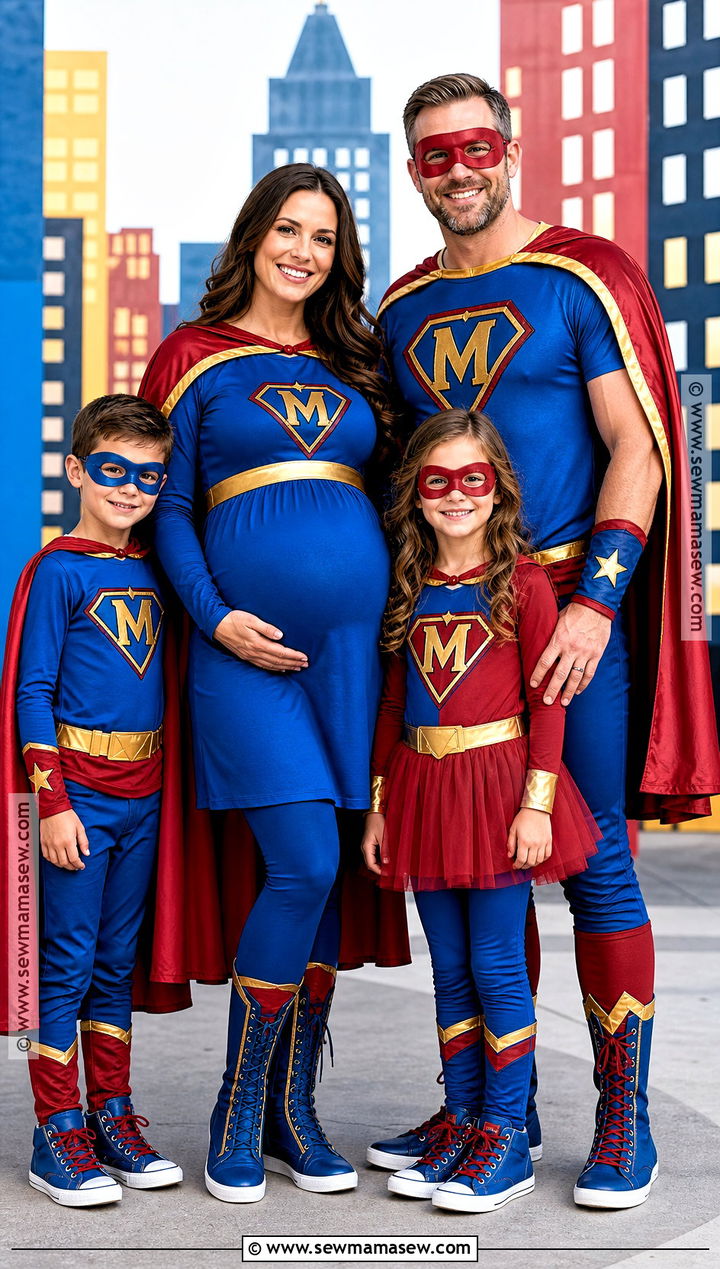 Family Of Superheroes Costume - 30 pregnant halloween costumes for family