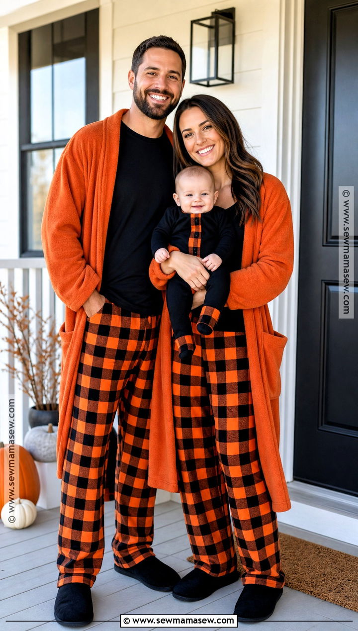 Family Orange Plaid Halloween PJs - 30 matching halloween pjs ideas